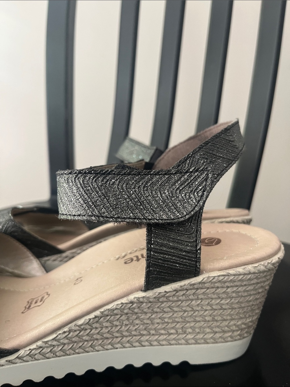 Remonte wedge espadrille Sandals Sz 40 gray, silver, tan European - Picture 7 of 8